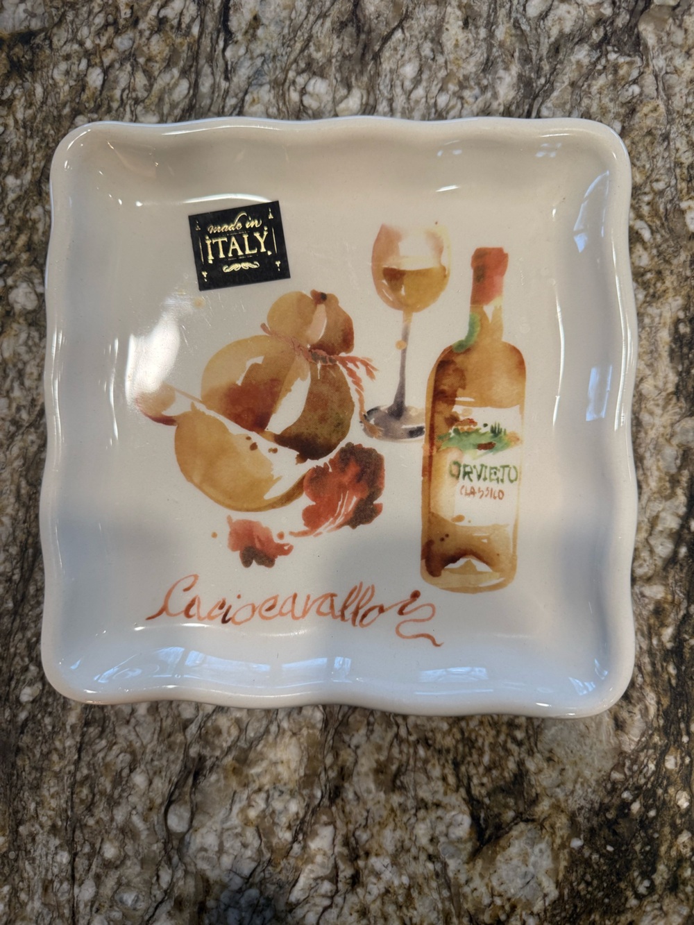 NEW Made in Italy Inspired White Ceramic Decorative Plate by Effetti Home.